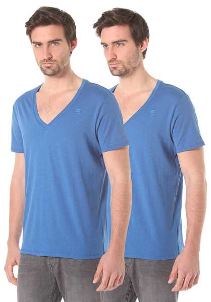 G-Star Base Heather Vt 2 Pack Ny - Blu Uomo Estate T-Shirts (F5972)